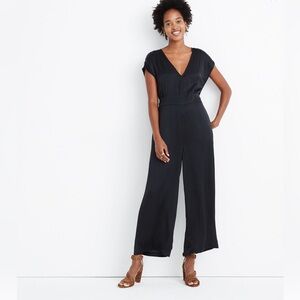 Madewell Satin Open-Back Jumpsuit Black